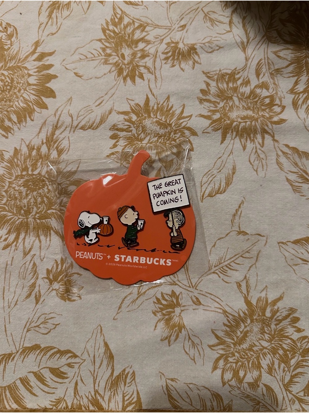 Starbucks Orange Pumpkin Peanuts Pins with Snoopy & Friends